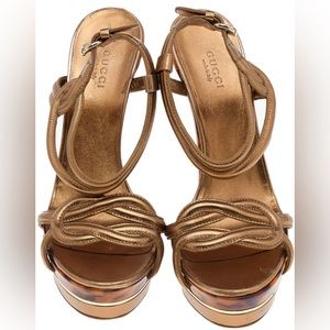 Gucci ankle strap bronze sandals! Great condition/worn twice!size 37.
